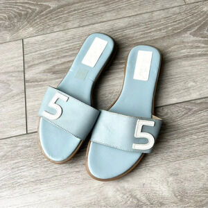 Bellini Blue  Leather Slide Sandal Made in Italy